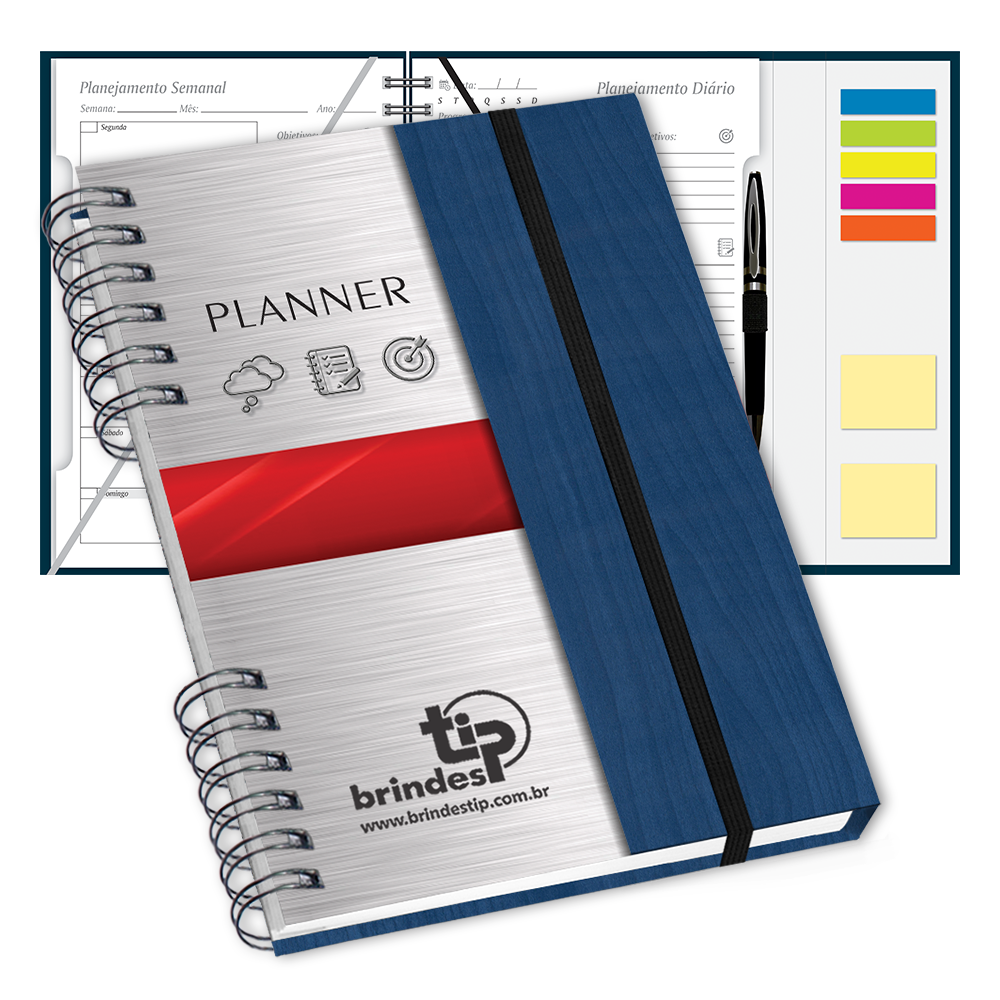 Cadertip Planner Capanga c/ garra dupla, capa Laminada Impressa-407BI